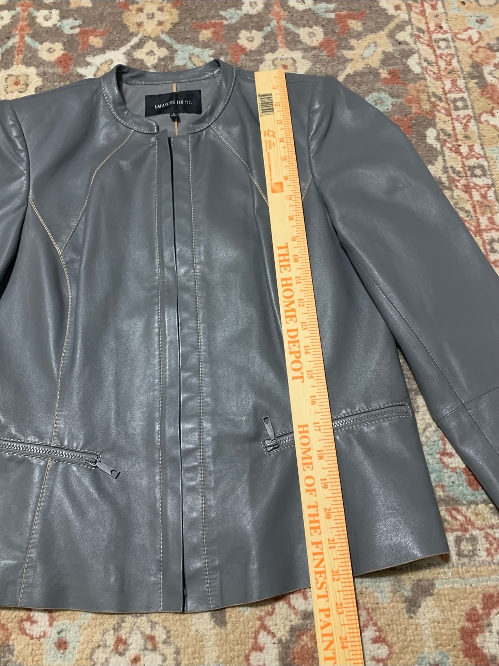 Lafayette 148 Butter Soft 100% Gray Leather Jacket size 8 - Picture 12 of 12